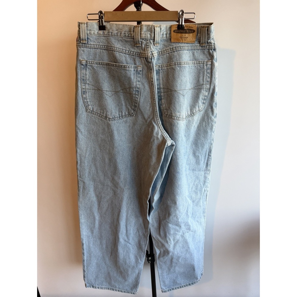 Y2K Anchor Blue Jeans Mens 38x32 Light Wash Beyond Baggy Wide Leg Vintage